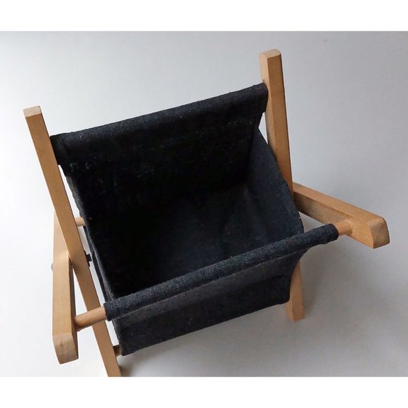 Folding desk organizer wood canvas storage pocket bin stand phone holder - Picture 3 of 4